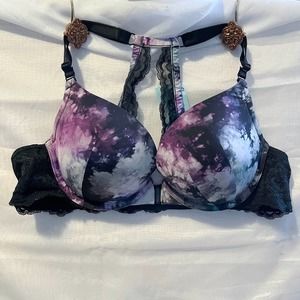 Torrid Galaxy Push Up Plunge Front Closure Halter Racerback Bra - 42B
